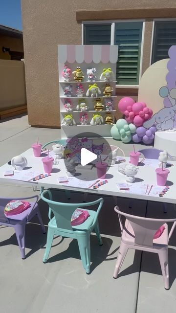 Sanrio Birthday Backdrop, Hello Kitty Party Activities, Sanrio Themed Birthday Party, Hello Kitty Party Ideas Decoration, Sanrio Party Ideas, Sanrio Themed Party, Sanrio Birthday Party Ideas, Birthday Sanrio, Sanrio Birthday Party