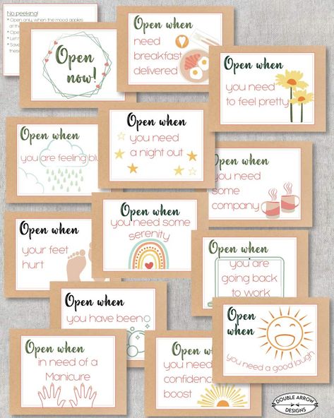 Open When Cards For Mom, Open When Letters For New Mom, Open When Gifts For New Mom, Envelope Gift Ideas Open When Letters, Open When Gift Card Ideas, Open When Letters For Mom From Daughter, Open When Letters For Mom, Open When Cards, Open When Envelopes