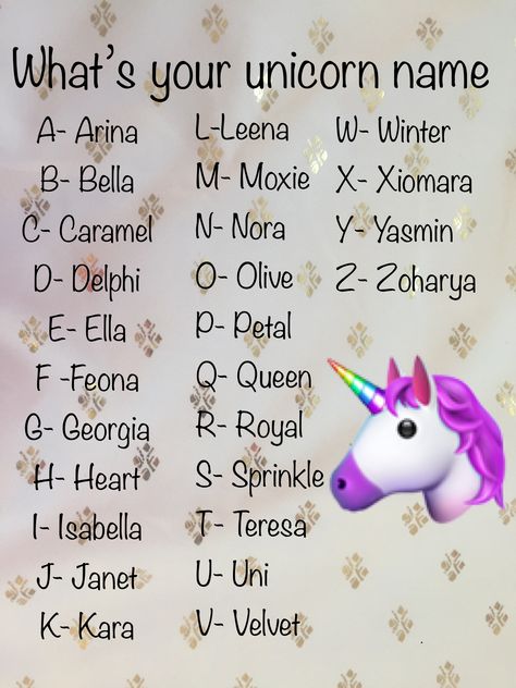 What’s your unicorn name???? Unicorn Names Ideas, Unicorn Symbolism Meaning, Whats Your Unicorn Name, Unicorn Name Letters, Emoji Names, Funny Name Generator, Who Knows Me Best, Snapchat Story Questions, Unicorn Quotes