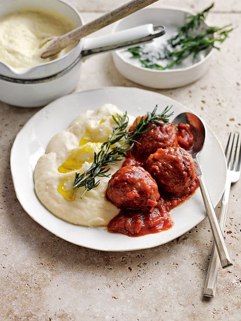 Cheats Lamb Meatballs And Mash | Donna Hay Meatballs Recipes, Donna Hay Recipes, Lamb Dinner, Mash Recipe, Lamb Meatballs, Lamb Dishes, Donna Hay, Lamb Recipes, Croquettes