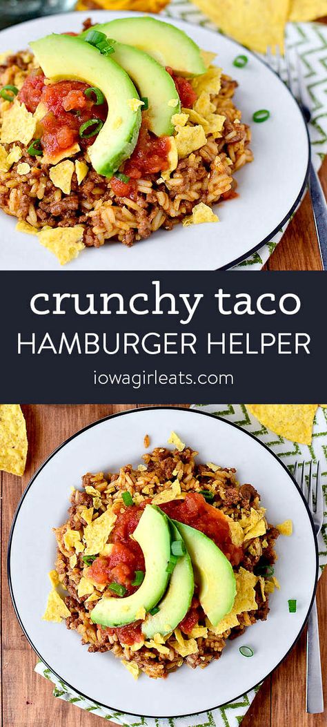 Taco Hamburger Helper, Rice Entrees, Taco Hamburger, Hamburger Helper Recipes, Clean Eating Guide, Dinners Easy, Creamy Chicken Pasta, Fitness Plans, Iowa Girl Eats