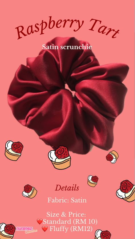 Scrunchies Business, Scrunchies Ideas, Accessories Photoshoot, Hair Accessories Diy Headband, Raspberry Tart, Raspberry Tarts, Name Ideas, Second Hand Stores, Diy Headband