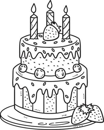 Birthday Cake Isolated Coloring Page for Kids Birthday Cake Colouring Pages, Cake Colouring Pages, Birthday Cake Clipart, Birthday Coloring Page, Ivan Cruz, Cake Clipart, Birthday Coloring Pages, صفحات التلوين, Strawberry Cakes