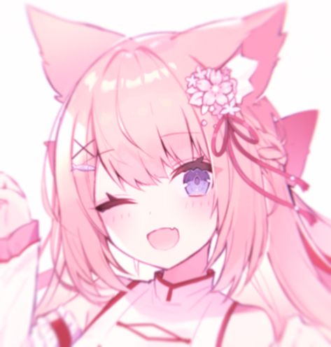 Kitsune Pfp Anime, Kitsune Pfp, Pink Kitsune, Pink Anime Pfp, Cute Emotes, Pink Mobile, Pink Games, Pink Anime, Pretty Wallpapers Tumblr