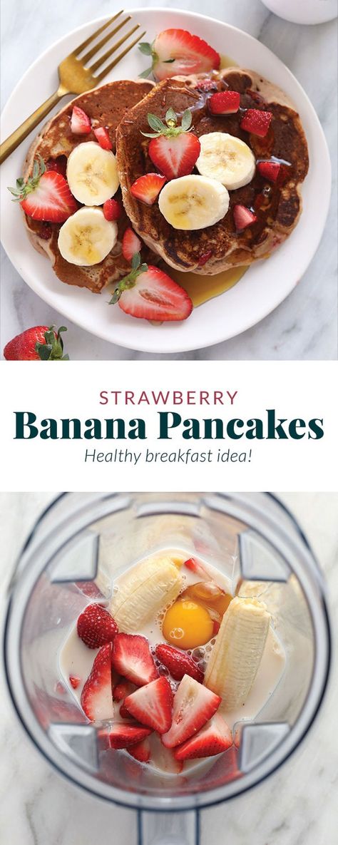 Strawberry Pancakes Recipe, Pancakes Strawberry, Strawberry Banana Pancakes, Yummy Pancake Recipe, Strawberry Pancakes, Strawberry Breakfast, Healthy Pancake Recipes, Healthy Strawberry, Tasty Pancakes