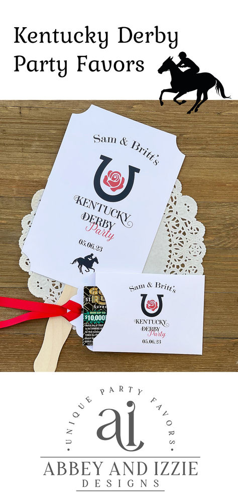 Kentucky Derby party ideas, we offer hand fans and lottery ticket envelopes.  Each is personalized for your derby party. Derby Party Favors, Kentucky Derby Party Favors, Kentucky Derby Party Ideas, Derby Party Ideas, Thanksgiving Table Favors, Halloween Favor Bag, Fall Favor, Thanksgiving Favors, Holiday Favors