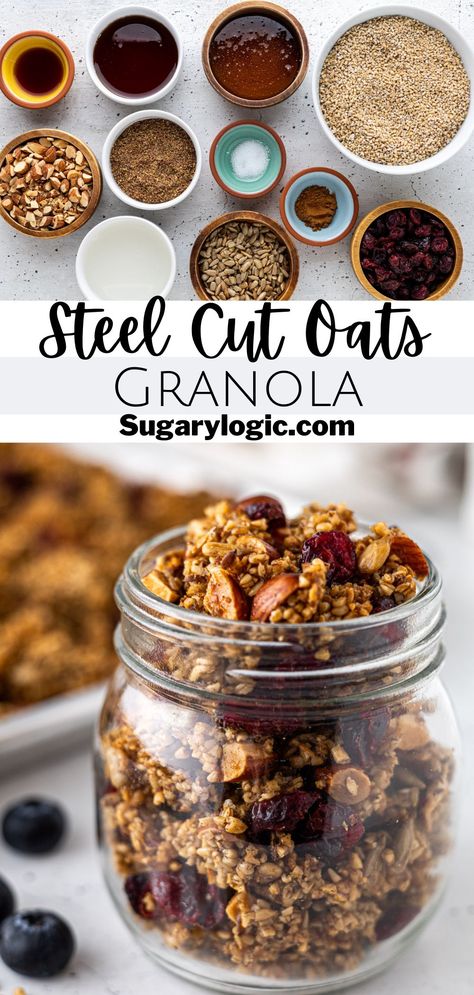 Vegan Steel Cut Oats Recipes, Steel Cut Oat Granola Bars, Recipes Using Steel Cut Oats, Recipes With Steel Cut Oats, Steel Cut Oat Recipes, Mealtrain Ideas, Steel Cut Oats Granola Recipe, Oats Granola Recipe, Steel Cut Oats Recipes