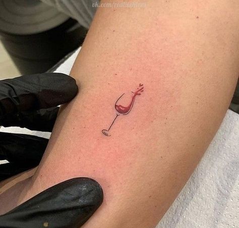 Tiny Tattoos With Meaning, Wine Glass Tattoo, Tattoo With Meaning, Wine Tattoo, Glass Tattoo, Tiny Tattoos For Women, Tattoos Infinity, Tattoo Trend, Small Tattoos With Meaning