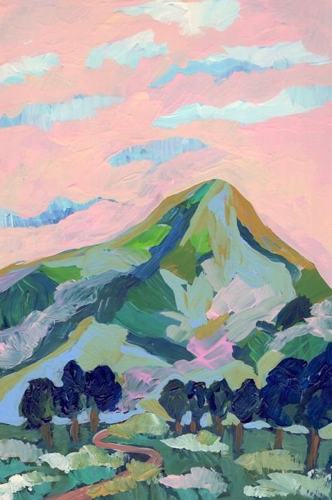 More like Blue Sky Mountains by Eleanor Baker on Artfully Walls | Artfully Walls Retro Midcentury Modern, Pink Mountains, Colorado Landscape, Colorful Mountains, Artfully Walls, Mountain Art Print, Sky Mountain, Artist Wall, Nature Painting