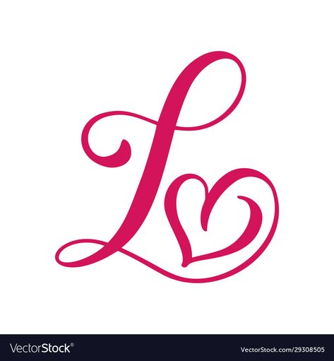 Calligraphy Alphabet With Hearts, L With Heart Tattoo, Fancy Letter A Design, L Letter Design Art, L With A Heart, L Heart Tattoo, Letter L Tattoo Ideas, L Letter Images, L Letter Design