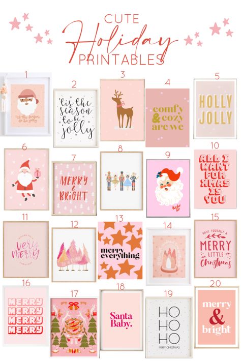 Pink Holiday Prints, Pink Christmas Free Printable, Pink Christmas Prints Free, Girls Christmas Room Decor, Free Pink Christmas Printables, Free Kids Christmas Printables, Falalalala Sign, Christmas Decor For Kids Room, Girls Room Christmas Decor