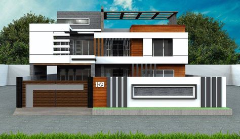 Chalet Elevation Design, Simple Boundary Wall Design Exterior, Compound Wall Ideas Houses, Compound Design Exterior, Compound Wall Elevation Design, Boundry Wall Design Modern, Boundry Wall Design Modern Exterior, Doors Living Room, Boundry Wall