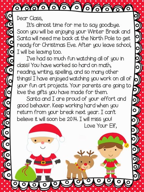 Elf On The Shelf Classroom, Elf On Shelf Letter, Elf Classroom, Elf Goodbye, Classroom Shelves, Classroom Elf, Buddy Elf, Elf Goodbye Letter, Elf Letter