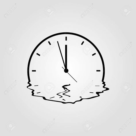 Time Drawing Clock, Clock Drawing Simple, Melting Clock Drawing, Simple Clock Tattoo, Clock Line Art, Time Doodle, Bd Card, Clock Drawings, Melting Clock