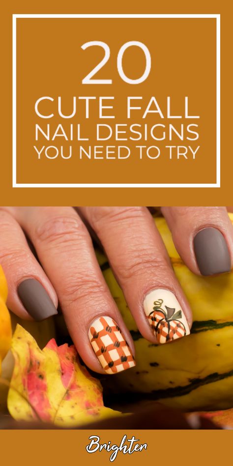 Cute Green Fall Nails, Yellow And Brown Nails, Teal Fall Nails, Boho Fall Nails, Green Fall Nail Designs, Light Orange Nails, Fall Leaf Nail Designs, Nail Designs Orange, Orange Nails Acrylic