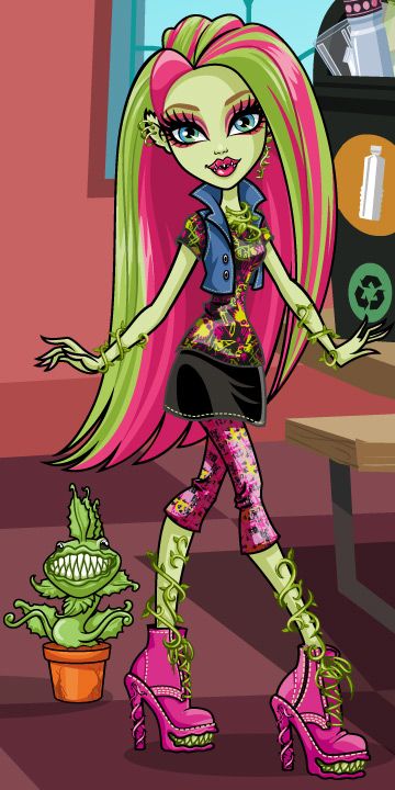 Venus Mcflytrap character drawing Monster High Official Art, Monster High Venus Mcflytrap, Venus Mcflytrap, Monster High School, Monster H, Plant Monster, High Characters, Arte Monster High, Monster High Pictures