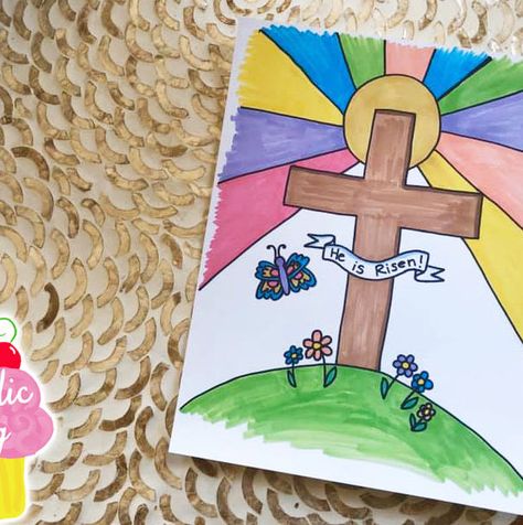 Catholic Icing — Page 39 — Catholic Crafts and More for Kids Easter Art Kids, Happy Easter He Is Risen, Easter Coloring Pages For Kids, Catholic Icing, Draw Video, Catholic Easter, Easter Art Project, Catholic Crafts, Bible Journaling Ideas Drawings