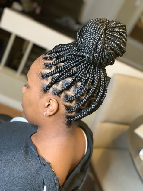 Oklahoma based braider. Knotless braid queen. Pleased visit the site or text 918-417-2102 for booking Knotless Braids Bun Hairstyles, Med Knotless Braids, 5 Braids, African Hair Braiding, Knotless Braid, Knotless Box Braids, Braiding Styles, Feed In Braids Hairstyles, Braided Styles