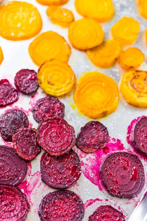 Forget soggy beets in a can! These easy, sliced roasted beets have a rich and sweet taste with a caramelized candy-like texture. A tasty, but healthy side dish to any meal with just 3 ingredients! #roastedbeets #sidedish #paleorecipes #beets #roastedvegetables #glutenfree Sliced Beets Recipe, Roasted Golden Beets, Whole30 Vegan, Raw Beets, Delicious Paleo Recipes, Healthy Veggie, Fresh Beets, Healthy Side Dish, Beet Recipes