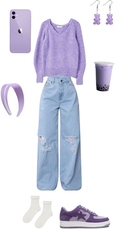 Iphone 12 Purple, Preppy Fall, Purple Lavender, Outfit Maker, Outfit Shoplook, Soft Girl, Fall Outfit, Iphone 12, Spring Fashion