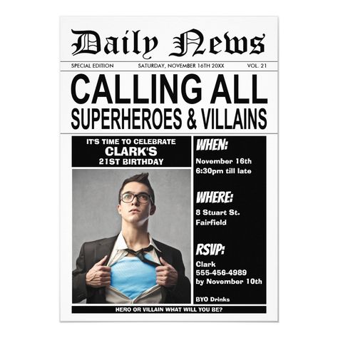 Superheroes Or Villains Birthday Party Superhero Invitation #birthdayinvitations #birthday #1stbirthdayinvitations #quinceanerainvitations #birthdayinvitationstemplate #birthdayinvitationcard #disneybirthdayinvitations #zazzle #zazzleinvitation Villains Birthday Party, Superhero Birthday Invitations Free, Adult Superhero Party, Villains Party, Marvel Birthday Party, Superhero Birthday Invitations, Superhero Invitations, Superhero Theme Party, 21st Birthday Invitations