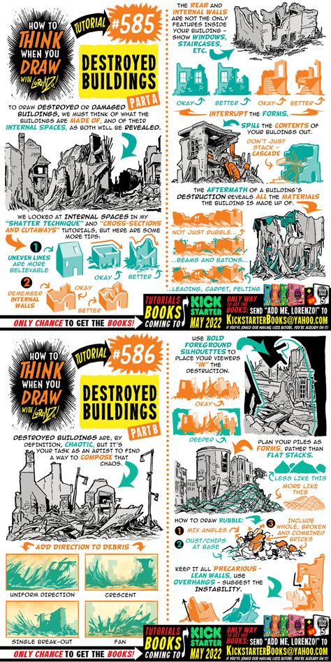 How to THINK when you draw DESTROYED BUILDINGS! by EtheringtonBrothers on DeviantArt How To Draw Destroyed Buildings, How To Think When You Draw, Destroyed Building Drawing, Destroyed Building, Landscape Drawing Tutorial, Brothers Photo, Etherington Brothers, Dark Unicorn, Comic Book Drawing