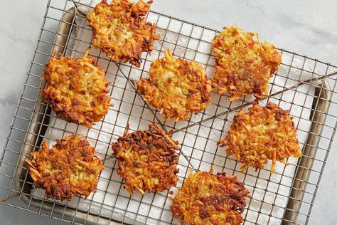 Hash Brown Latkes With Caramelized Onion Recipe - The Washington Post Brown Recipe, Potato Latkes, Frozen Potatoes, Hanukkah Food, Shredded Potatoes, Caramelized Onion, Hash Brown, Potato Pancakes, Hash Browns