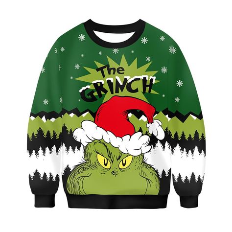 PRICES MAY VARY. 70% Polyester, 30% Cotton Made in the USA or Imported Pull On closure Machine Wash 🎅🔔🎄【BEST CHRISTMAS SWEATSHIRT】- Originating from the classic character design of the popular cartoon, Christmas sweatshirt will definitely put you in the spotlight at the Christmas party. Crew neck, long sleeve, plus one of the most Christmassy character designs, make it undoubtedly the most fun Christmas sweatshirt. Let's Steal Christmas Together!!! 🎅🔔🎄【QUALITY MATERIAL】- Made of high-quali Grinch Clothing, Elf Cards, Grinch Ugly Christmas Sweater, Ugly Christmas Sweater Couples, Christmas Together, Ugly Christmas Sweater Funny, Popular Cartoons, Cartoon Christmas, Christmas Tops