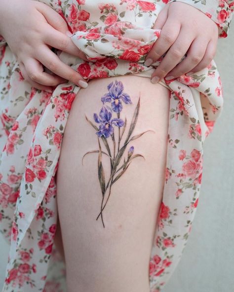 Iris Flower Tattoo, Forearm Flower Tattoo, Iris Tattoo, Lavender Tattoo, Tattoo Prices, Iris Flower, Tattoo Designs And Meanings, Purple Iris, Flower Tattoo Designs