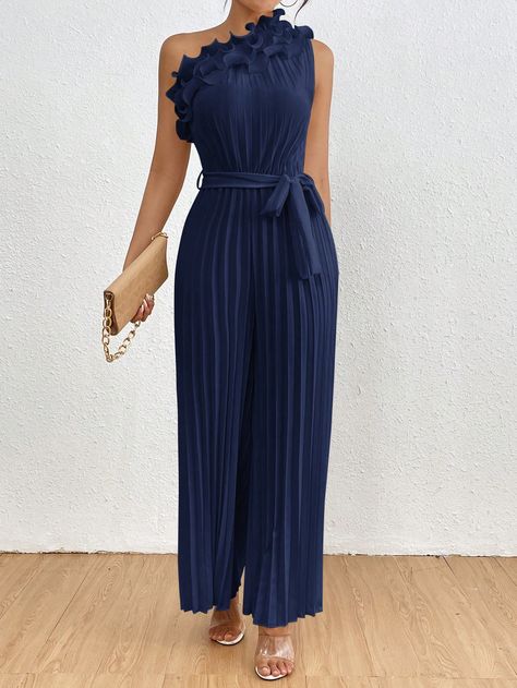 SHEIN Privé Ladies' Solid Color Simple Everyday Pleated JumpsuitI discovered amazing products on SHEIN.com, come check them out! Pleated Jumpsuit, Solid Color Outfits, Kids Beachwear, Outfit Set, Maternity Bag, Amazing Products, Jumpsuits For Women, All Fashion, Women Clothes Sale