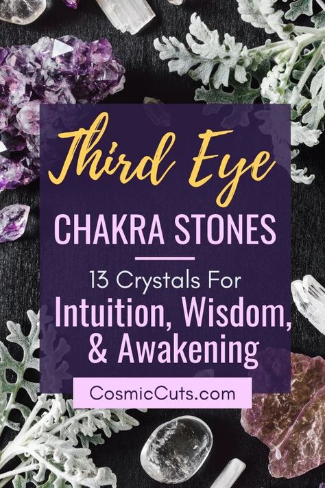 Crystals For Third Eye Chakra, Third Eye Chakra Crystals, Third Eye Crystals, Crystals For Intuition, Crystal Combos, Simple Witchcraft, Third Eye Jewelry, Open Chakras, Beginner Witchcraft