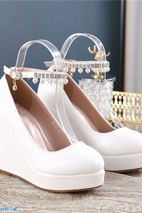 That comfy bridal wedges feel ideal for brides. If you're looking for comfort and style, those wedges could be the perfect fit. Pin this inspiration to your bridal board. Bridal Sandals Heels, Bridal Wedges, Wedding Wedges, Wedge Wedding Shoes, Comfy Flats, Bridal Sandals, Shoes Heels Wedges, Heels & Wedges, Chic Wedding