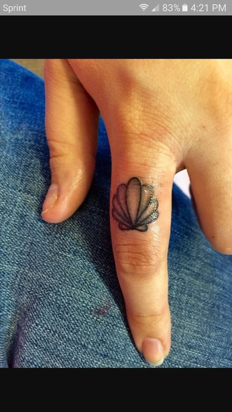 Seashell tattoo Small Seashell Tattoo, Seashell Tattoo, Shell Tattoo, Meaning Tattoos, Seashell Tattoos, Cute Finger Tattoos, Tattoo Finger, Shell Tattoos, Shell Ideas