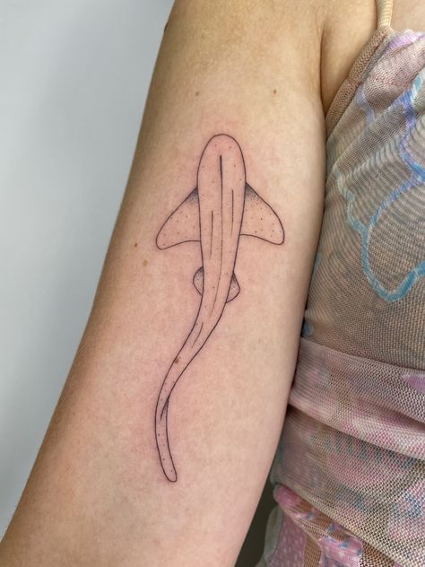 Lined Shark Tattoo, Shark Tattoo Fine Line, Leopard Shark Tattoo, Leopard Shark Tattoo Fine Line, Shark Fine Line Tattoo, Fine Line Shark Tattoo, Leopard Shark, Whale Drawing, Small Girly Tattoos