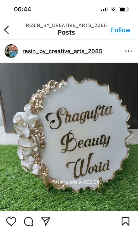 Resin Art Name Plate, Creative Wedding Gifts, Resin Crafts Tutorial, Nail Art Studio, Resin Tray, Creative Wedding, Resin Diy, Pune, Name Plate