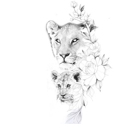 230+ Lioness Tattoo Ideas and Designs (2023) - TattoosBoyGirl Mom And Baby Lion Tattoo, Lioness And Cubs Tattoo For Women, Lion And Cubs Tattoo For Women, Mom Lion And Cub Tattoo, Lioness And Cubs Tattoo Mothers, Mama Lion And Cubs Tattoo, Lioness Tattoo Ideas, Lion And Cub Tattoo, Mom Son Tattoo