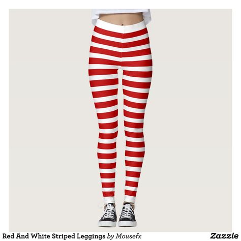 Red And White Striped Leggings by Mousefx Art Zazzle Store of MousefxArt.Com Elf Leggings, Ms Claus, Christmas Elf Costume, Elf Costume, Candy Cane Stripes, Christmas Leggings, Red Leggings, Patterned Leggings, White Leggings