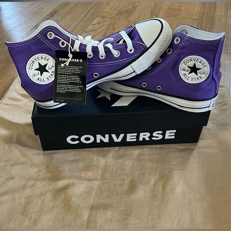 Brand New In Box Unisex- Converse All Star Electric Purple High Top- Very Comfortable! Mens- Size 11 Women’s- Size 13 Smoke Free Home Fast Shipping!!! 5 Star Seller!!! Electric Purple Converse, Dark Purple Converse, Violet Converse, Converse Hi Top, Purple Tennis Shoes, Mens Suitcase, Cool Converse, Tenis Converse, Converse Hi