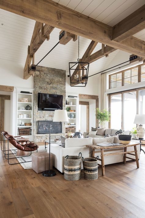 Sm Ranch House, Large Living Room Furniture, Classy Rooms, Modern Rustic Living Room, Sala Grande, Hygge Home, Rustic Living, Living Room Flooring, Rustic Living Room