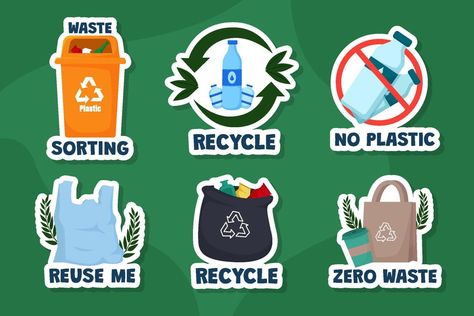 Recycling at Home Sticker Recycle Printable, Printable Stickers, Hydroponics, Vinyl Stickers, Recycled Plastic, Vector Art, Vinyl Sticker, Vision Board, Vector Free