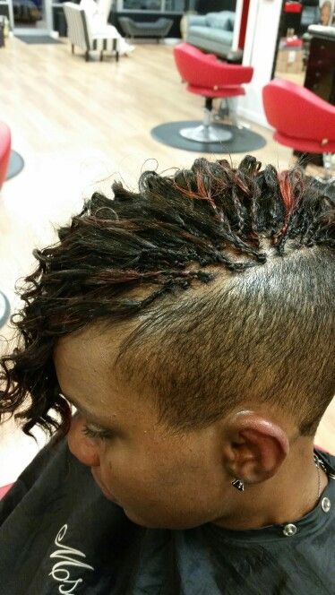 Inner Locs, Braids With Shaved Sides Black Women, Microlocs With Shaved Sides, Box Braids Shaved Sides, Mohawk Braid Styles, Coiling Natural Hair, Shaved Hairstyles, Braids With Shaved Sides, Short Natural Haircuts