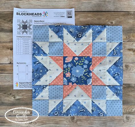 Moda Blockheads Round 5 (Group 2): Block 21 – Coriander Quilts Moda Blockheads 5 Group 2, Coriander Quilts, Moda Blockheads, Low Volume Quilt, Quilted Table Runners Christmas, Jelly Roll Patterns, Modern Quilting Designs, Quilt Big, Quilt Squares