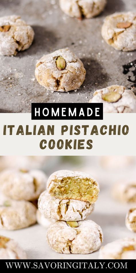 These chewy Italian pistachio cookies come together effortlessly with just five ingredients: almond flour, pistachios, eggs, sugar, and almond extract. In only 20 minutes, you'll enjoy cookies with a tender center and a delightfully chewy exterior—perfect for your Christmas celebrations. Italian Almond Cookies Chewy, Pistachio Almond Cookies, Italian Walnut Cookies, Italian Xmas Cookies, Christmas Italian Cookies, Pistachio Christmas Cookies, Pistachio Sandies, Italian Christmas Cookies Authentic, Italian Pistachio Cookies Recipe