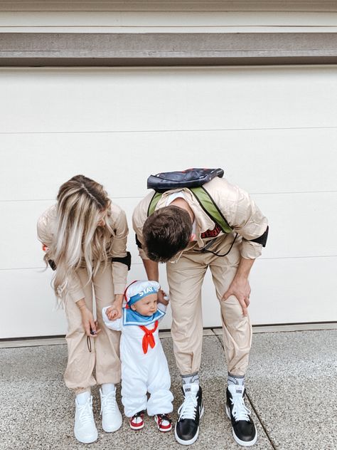 Ghost Busters Costume Family, Family Ghost Busters Costumes, Ghost Family Costume, Ghostbusters Family Costume, Ghostbusters Halloween Costumes, Ghost Busters Costume Diy, Ghostbuster Halloween Costume, Ghostbuster Costume, Family Costumes For 3