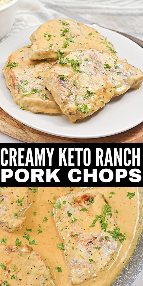 Creamy Ranch Pork Chops, Low Carb Pork Chops, Keto Pork Chops, Ranch Pork Chops, Low Carb Pork, Easy Pork Chops, Crockpot Pork Chops, Creamy Ranch, Recetas Keto