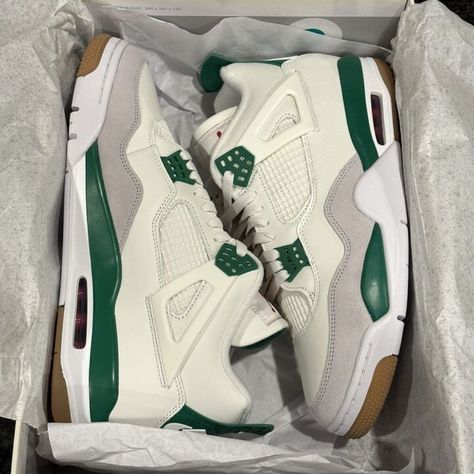 New With Box,100% Authentic,All Original Packaging. Jordan 4 Pine Green, Pretty Sneakers, Nike Fashion Shoes, Jordan 4s, Pretty Shoes Sneakers, Jordan Shoes Retro, Shoes Jordan, Cute Nike Shoes, Jordan 4 Retro