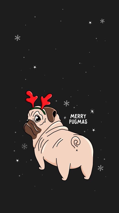 Wallpaper Pug, Pug Wallpaper, Christmas Pug, Pug Christmas, Pug Art, Iphone Organization, Holiday Wallpaper, Art Animals, Humor Funny