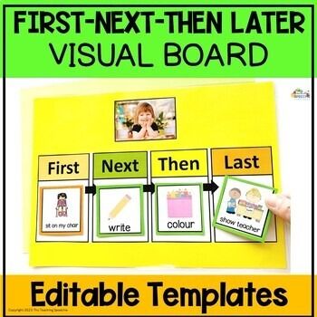 First Next Then Last Visual Support Schedule Editable Templates | TPT First Next Then Last, Positive Behavior Management, Student Photo, Visual Schedules, Communication Board, Behaviour Management, Visual Schedule, First Then, Positive Behavior