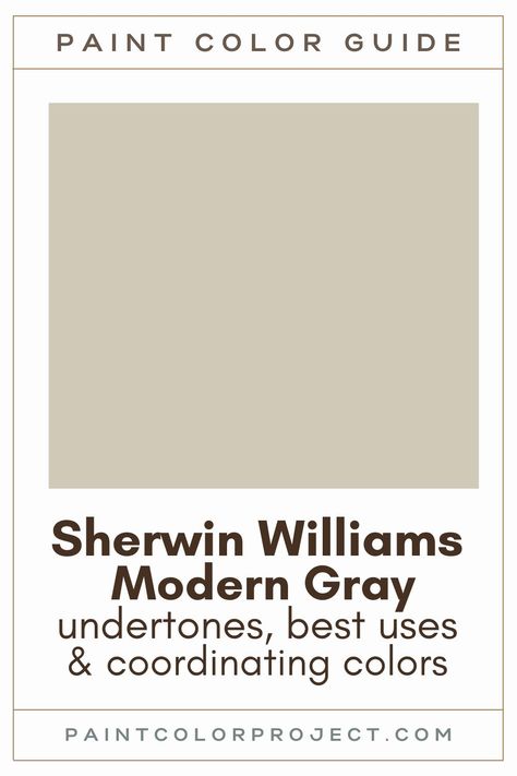 Sherwin Williams Modern Gray Color Palette, Sw Modern Gray Color Palette, Sw Modern Gray Exterior, Sw Modern Gray Walls, Modern Gray Coordinating Colors, Sherwin Williams Perfect Greige Exterior, Modernist Gray Sherwin Williams, Windsor Greige Sherwin Williams, Gauntlet Gray Coordinating Colors