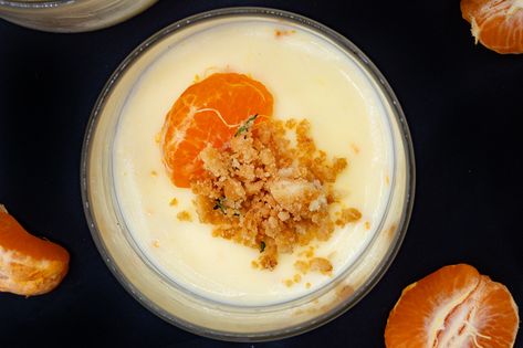 Clementine Posset with Thyme Cookie Crumble Clementine Posset, Savory Crumble, Savoury Crumble, Cookie Crumble, Three Ingredient, Custard, The Two, Thyme, Bananas